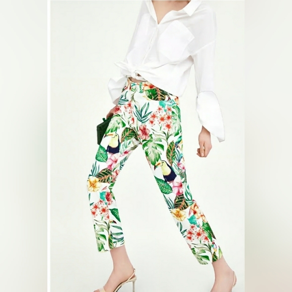 NWOT ZARA FLORAL JEANS SZ 06 - Picture 3 of 15